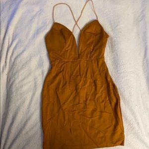 Burnt orange low cut dress with padding